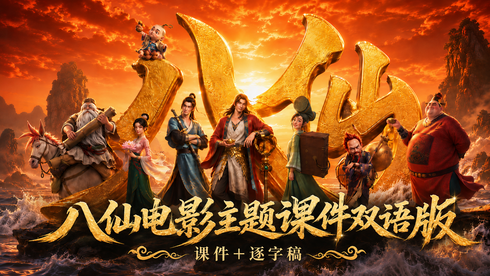 暑期爆款电影《八仙》主题课件双语版